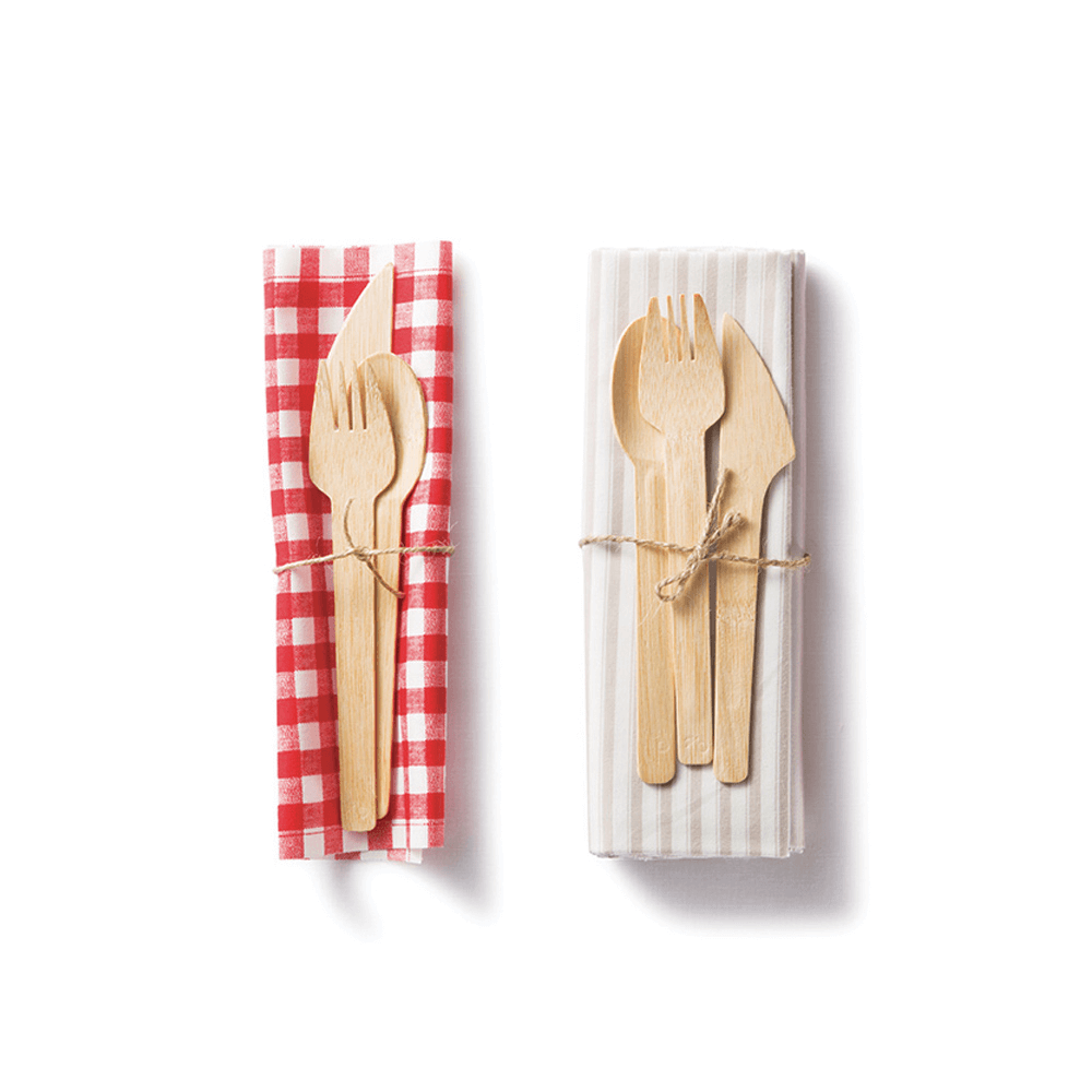 Veneerware® Bamboo utensils with napkin